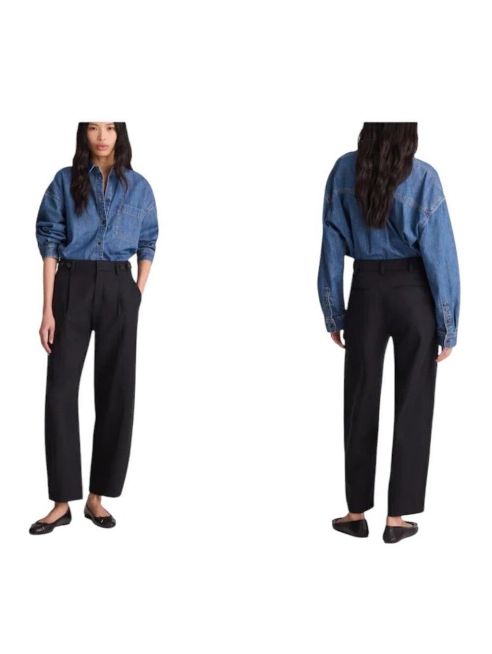 NWT Madewell Barrel-Leg Pant Drapey Twill True Black Size 0